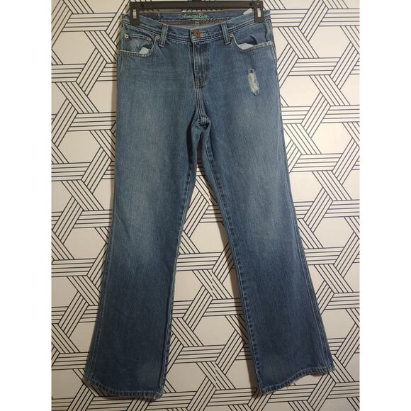 WOMENS DISTRESSED AMERICAN EAGLE FAVORITE FLARE JEANS SIZE 8 - Picture 1 of 7